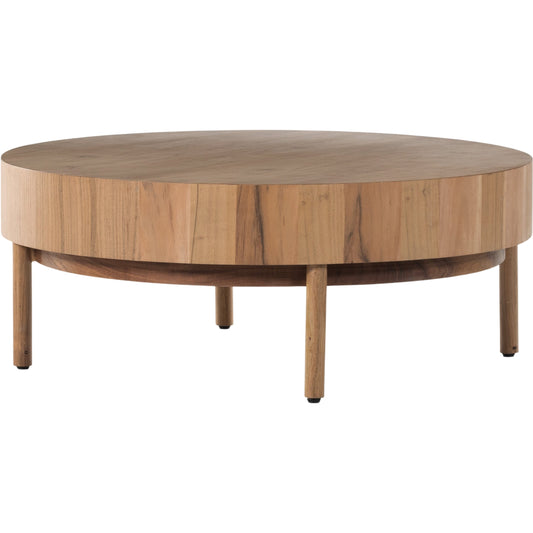 Atmore Coffee Table by Four Hands in natural acacia. Made from solid acacia, thin acacia veneer in a modern style.