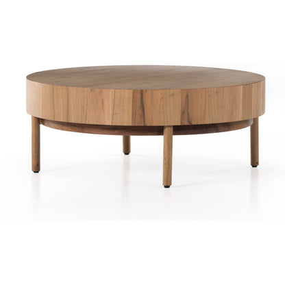 Atmore Coffee Table by Four Hands in natural acacia. Made from solid acacia, thin acacia veneer in a modern style.
