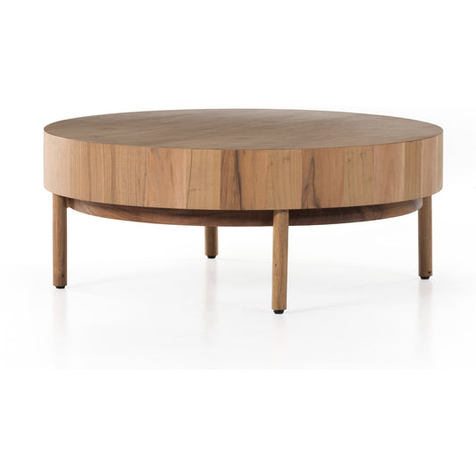 Atmore Coffee Table by Four Hands in natural acacia. Made from solid acacia, thin acacia veneer in a modern style.