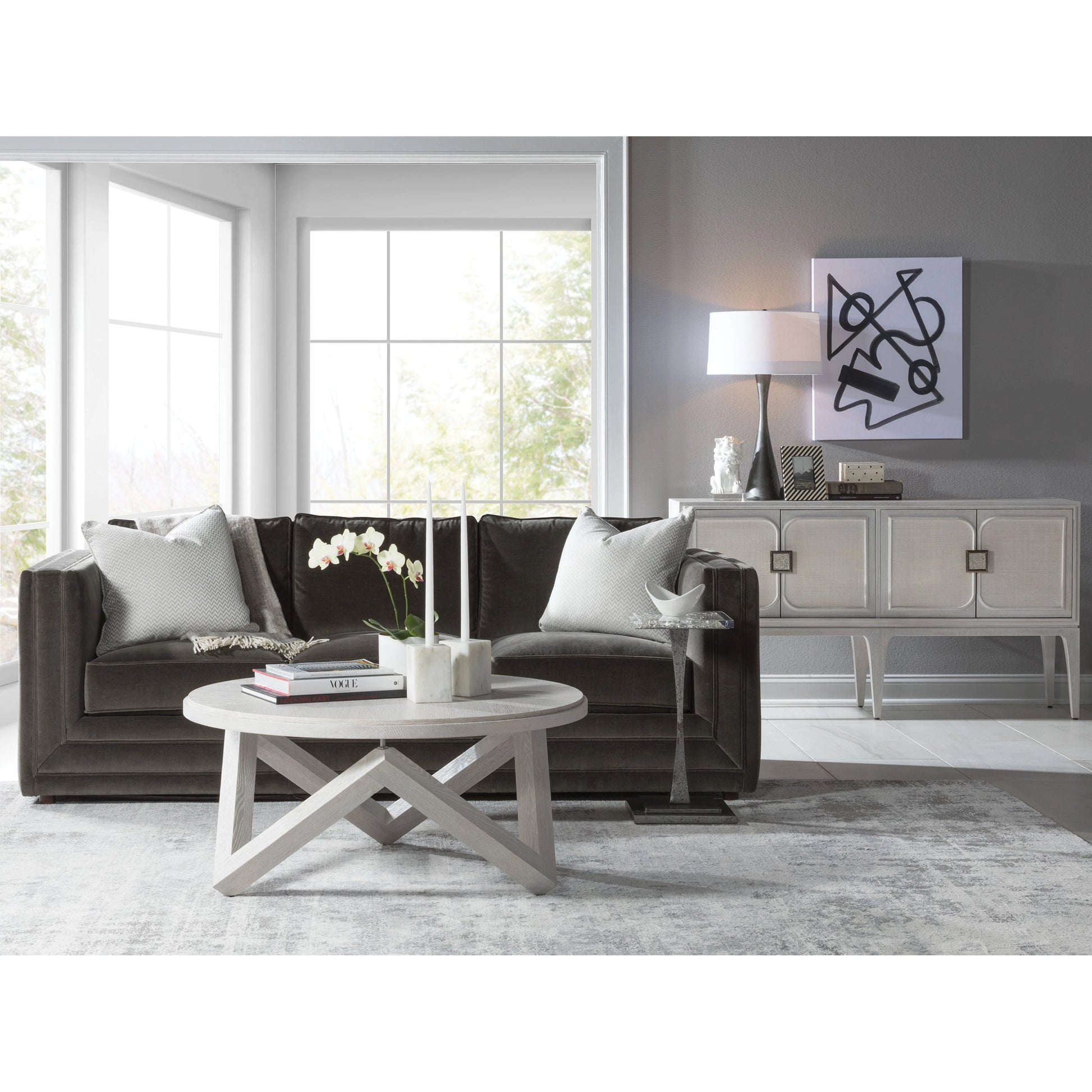 Elixer Console by Artistica Home in misty white gray. Made from unique in a modern style.