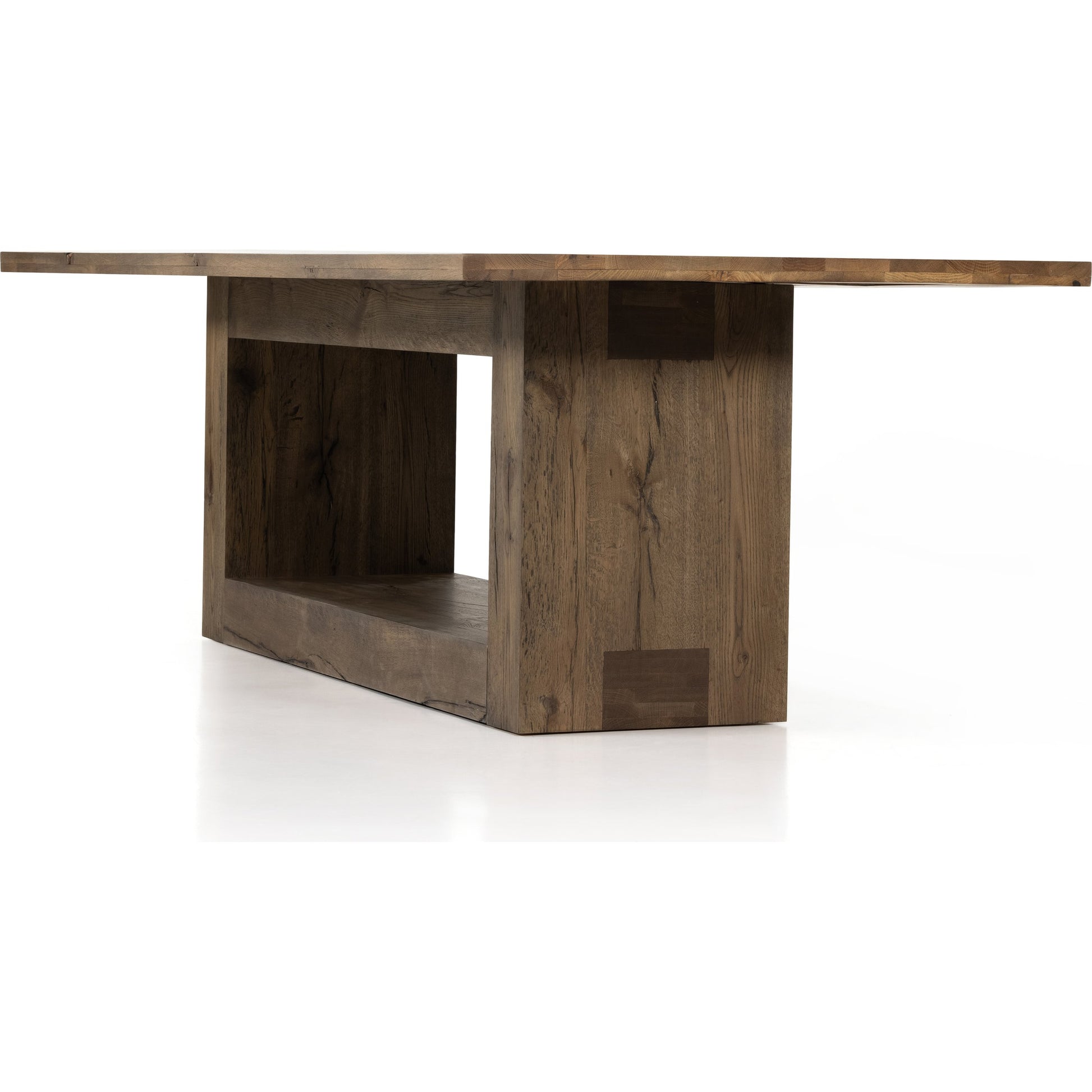 Perrin Dining Table by Four Hands in rustic fawn veneer and rustic fawn. Made from thick oak veneer in a modern style.