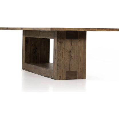 Perrin Dining Table by Four Hands in rustic fawn veneer and rustic fawn. Made from thick oak veneer in a modern style.