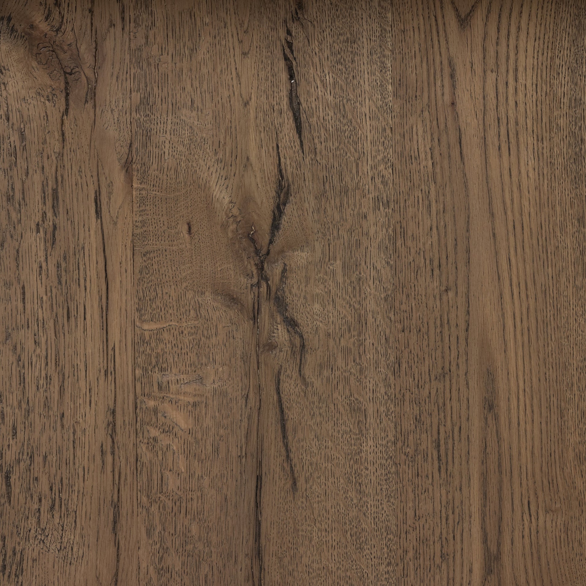 Perrin Dining Table by Four Hands in rustic fawn veneer and rustic fawn. Made from thick oak veneer in a modern style.