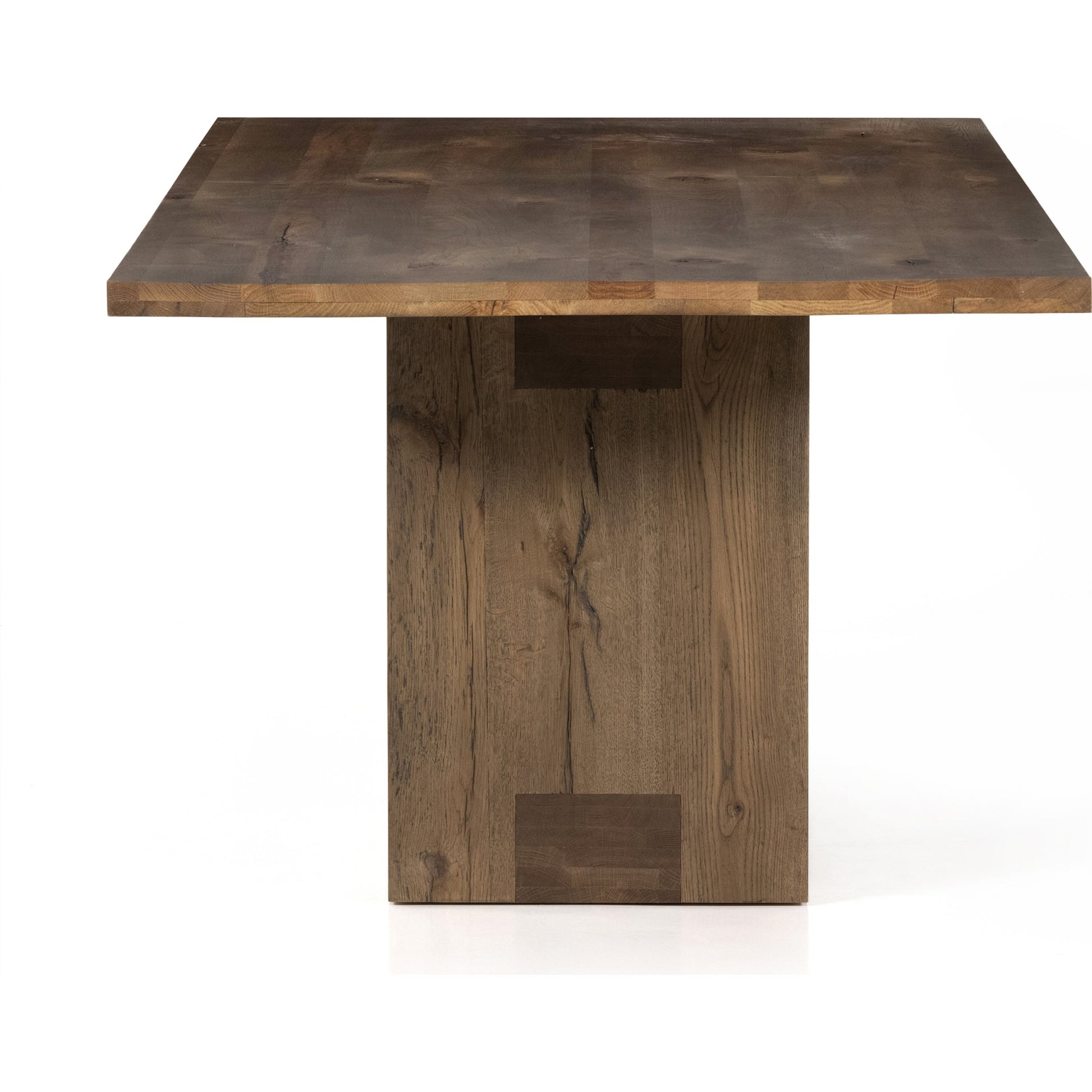 Perrin Dining Table by Four Hands in rustic fawn veneer and rustic fawn. Made from thick oak veneer in a modern style.