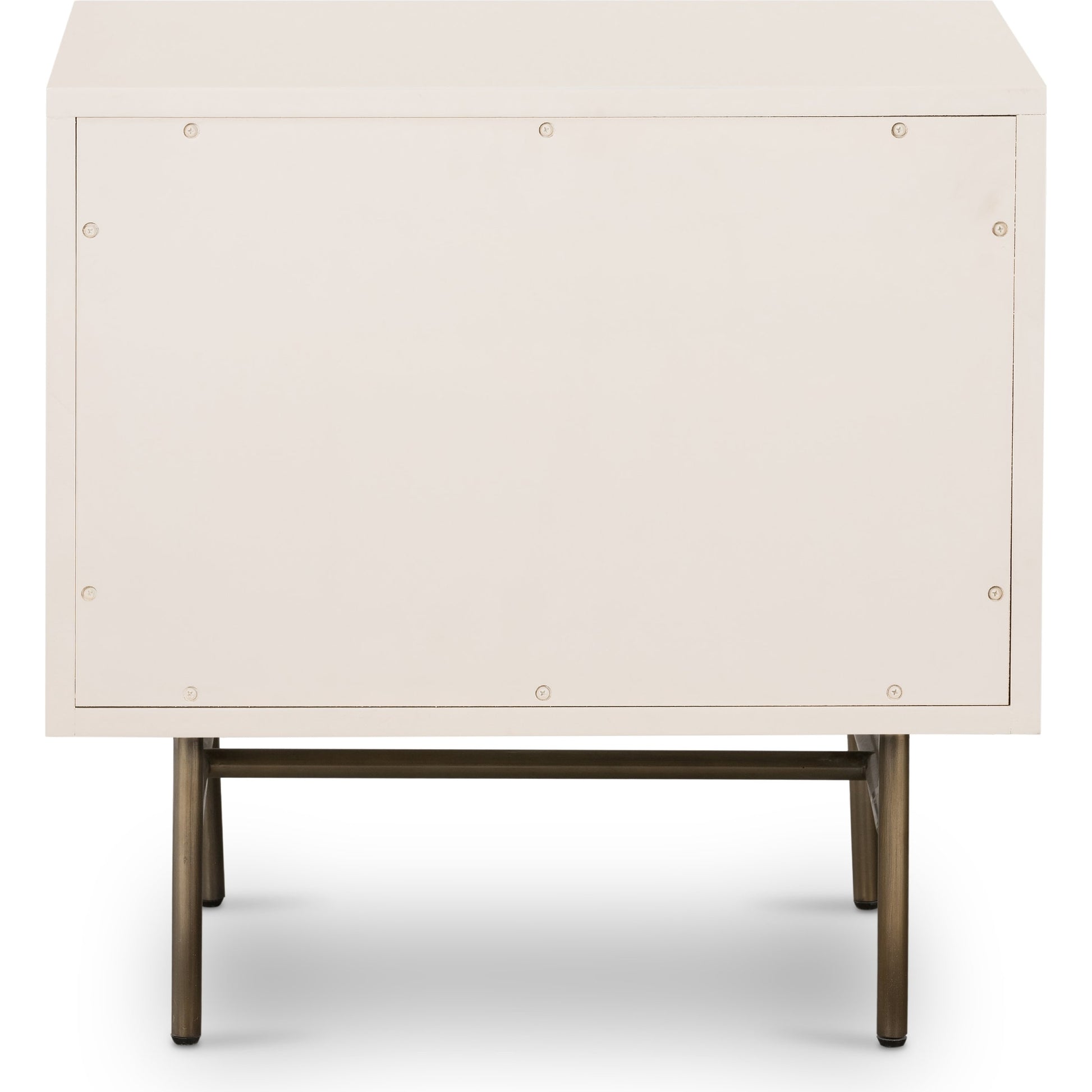 Luella Nightstand by Four Hands in matte alabaster, light natural cane. Made from engineered hardwood, cane, stainless steel in a modern style.