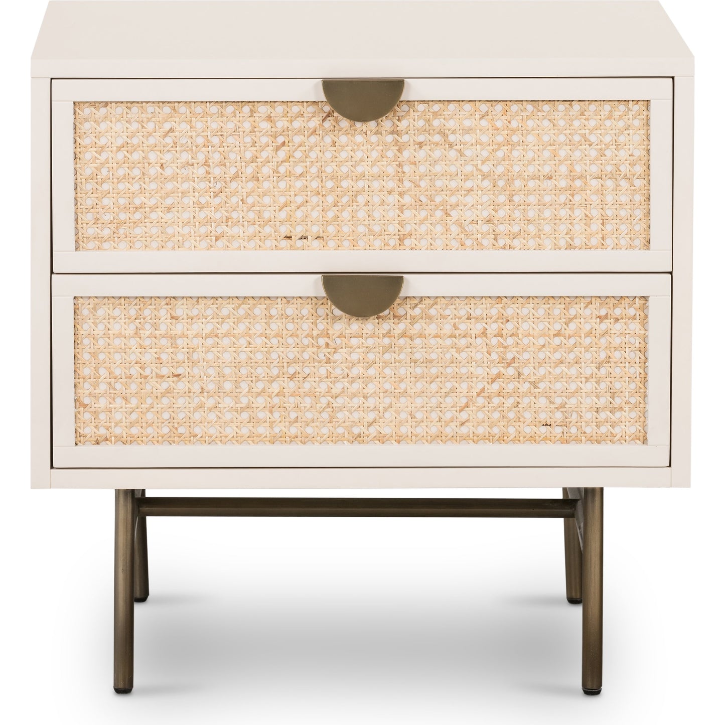 003 SI-1799797 | Additional Silo | Luella Nightstand by Four Hands in matte alabaster, light natural cane. Made from engineered hardwood, cane, stainless steel in a modern style.