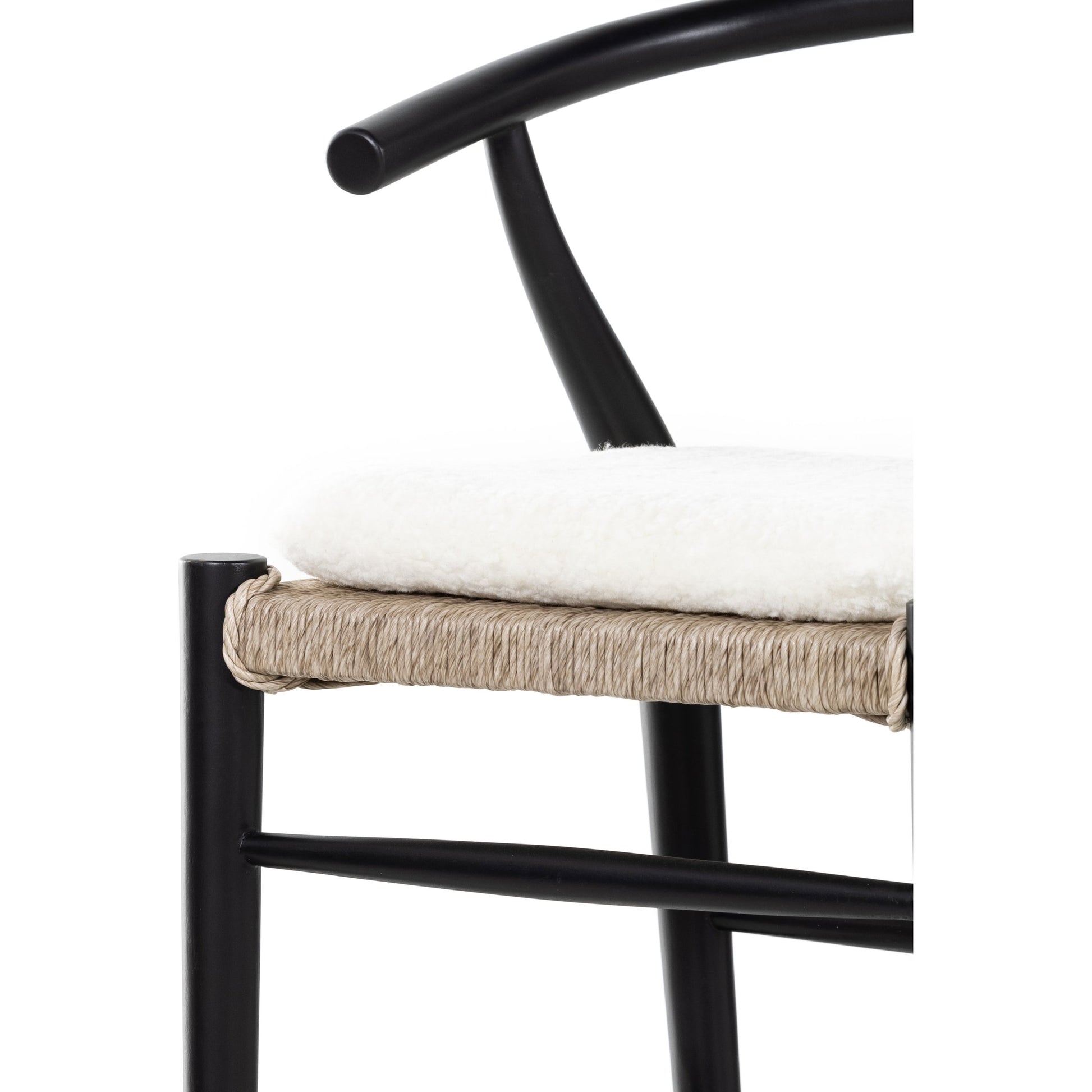 Muestra Counter Stool by Four Hands in vintage white, black teak. Made from solid teak, 100% polyethylene in a coastal style.