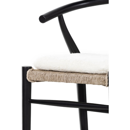Muestra Counter Stool by Four Hands in vintage white, black teak. Made from solid teak, 100% polyethylene in a coastal style.