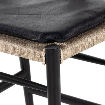 Muestra Counter Stool by Four Hands in vintage white, black teak. Made from solid teak, 100% polyethylene in a coastal style.