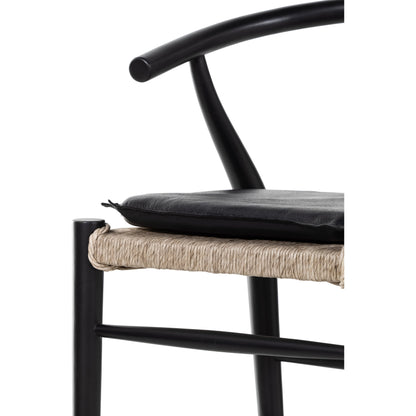 Muestra Counter Stool by Four Hands in vintage white, black teak. Made from solid teak, 100% polyethylene in a coastal style.