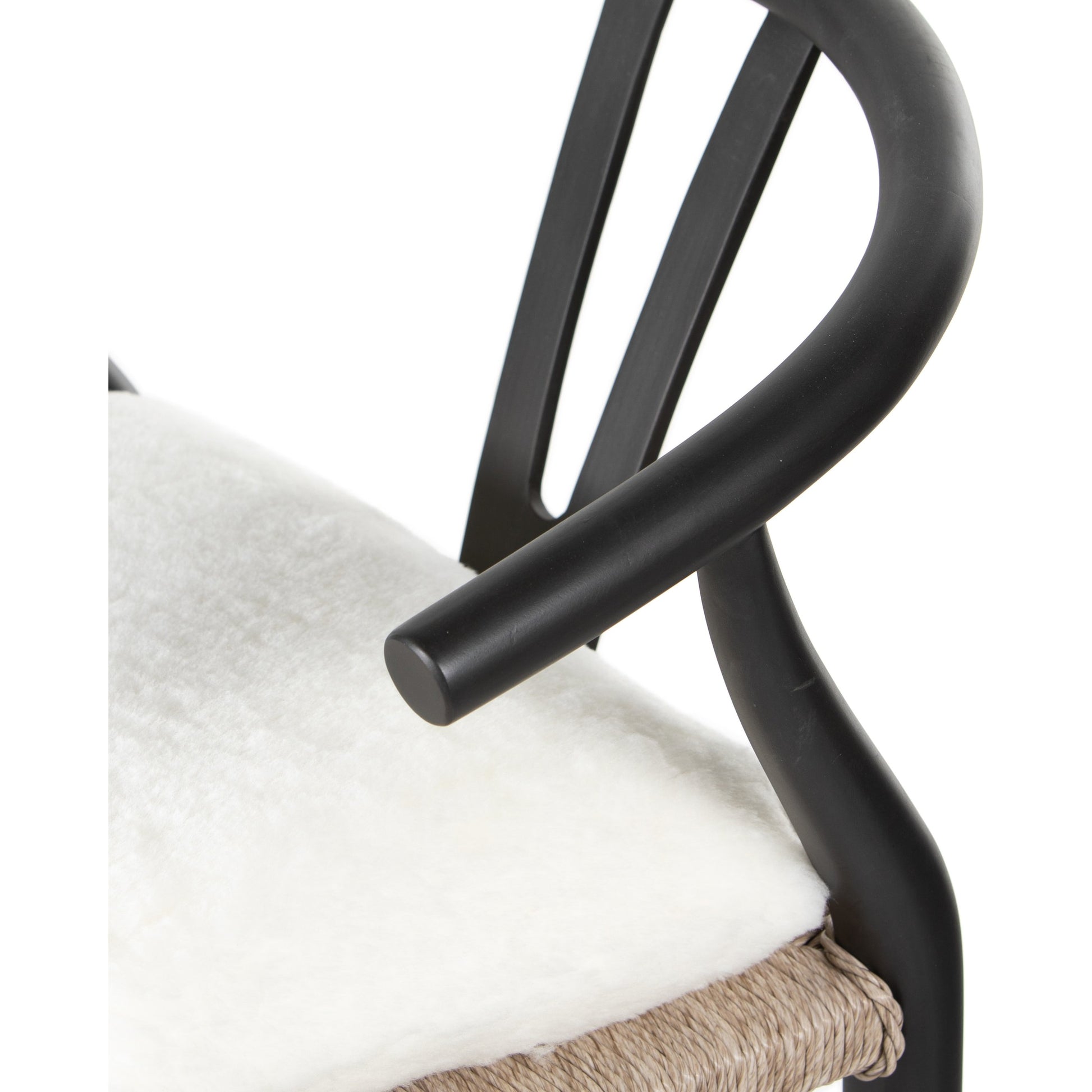 Muestra Bar Stool by Four Hands in vintage white, natural teak. Made from solid teak, 100% polyethylene in a coastal style.