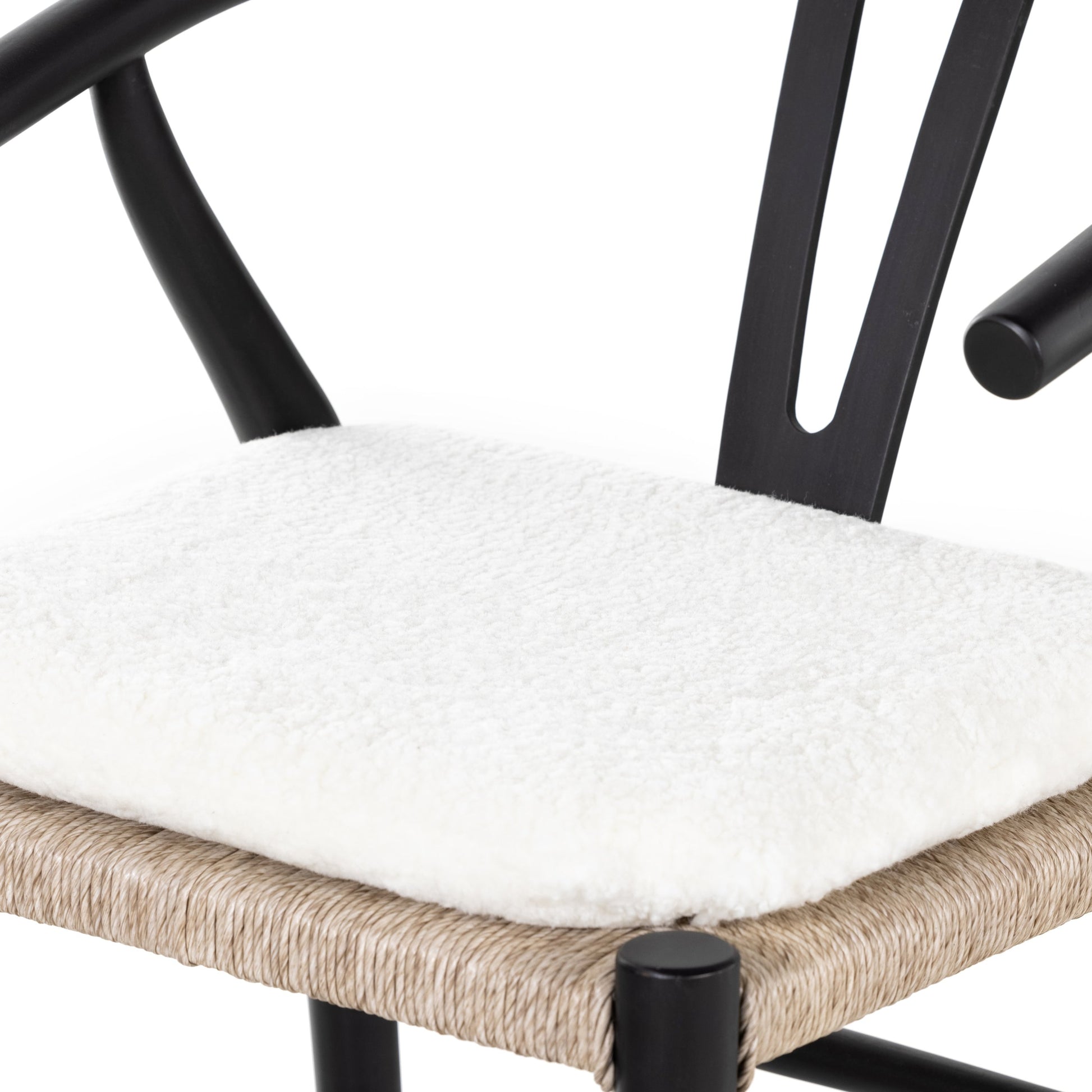 Muestra Bar Stool by Four Hands in vintage white, natural teak. Made from solid teak, 100% polyethylene in a coastal style.