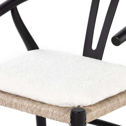 Muestra Bar Stool by Four Hands in vintage white, natural teak. Made from solid teak, 100% polyethylene in a coastal style.