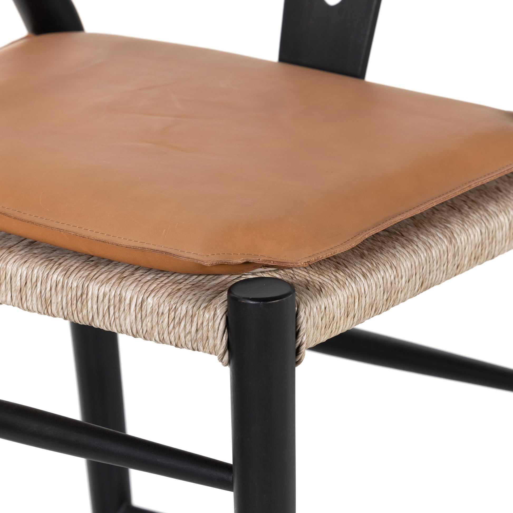 Muestra Bar Stool by Four Hands in vintage white, natural teak. Made from solid teak, 100% polyethylene in a coastal style.