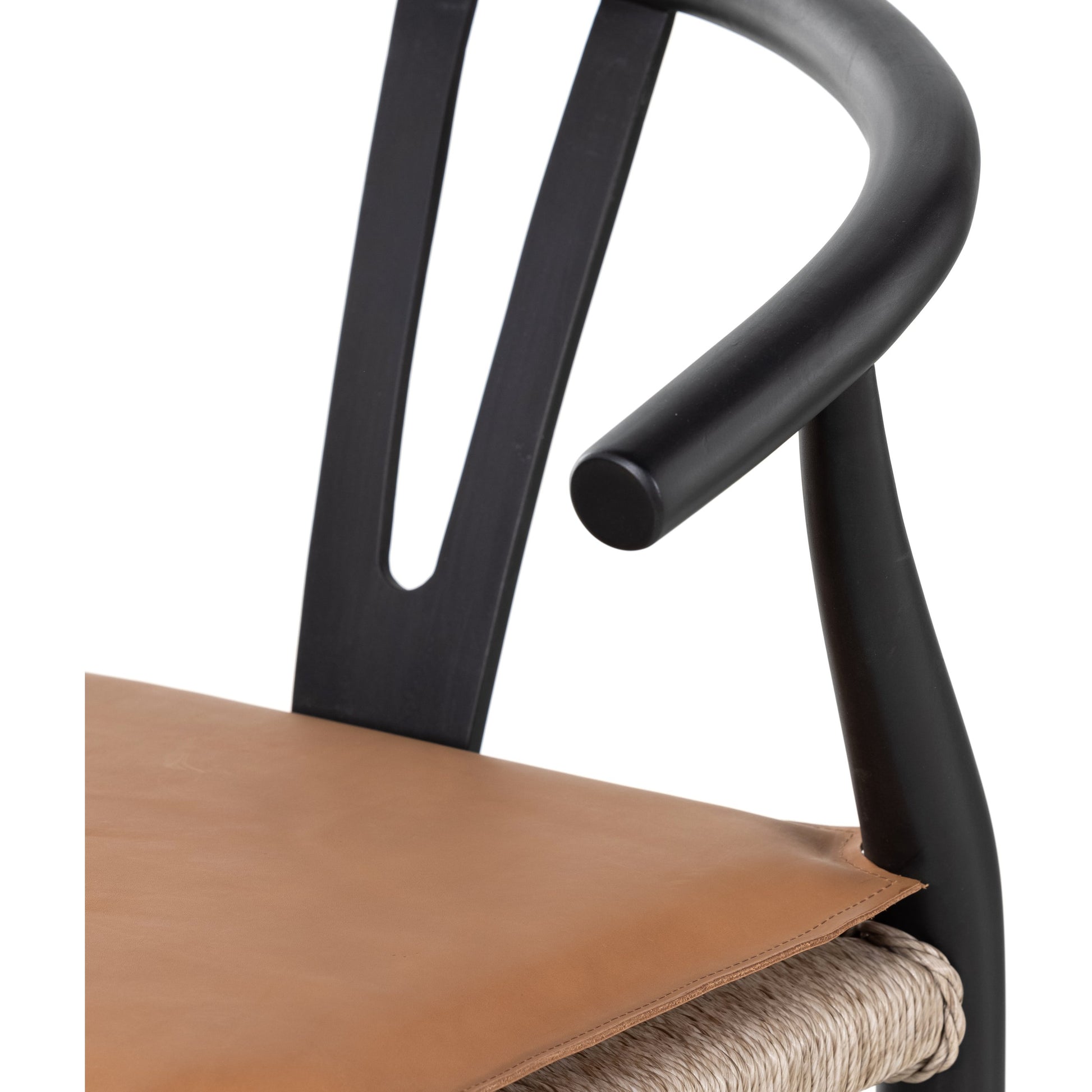 Muestra Bar Stool by Four Hands in vintage white, natural teak. Made from solid teak, 100% polyethylene in a coastal style.