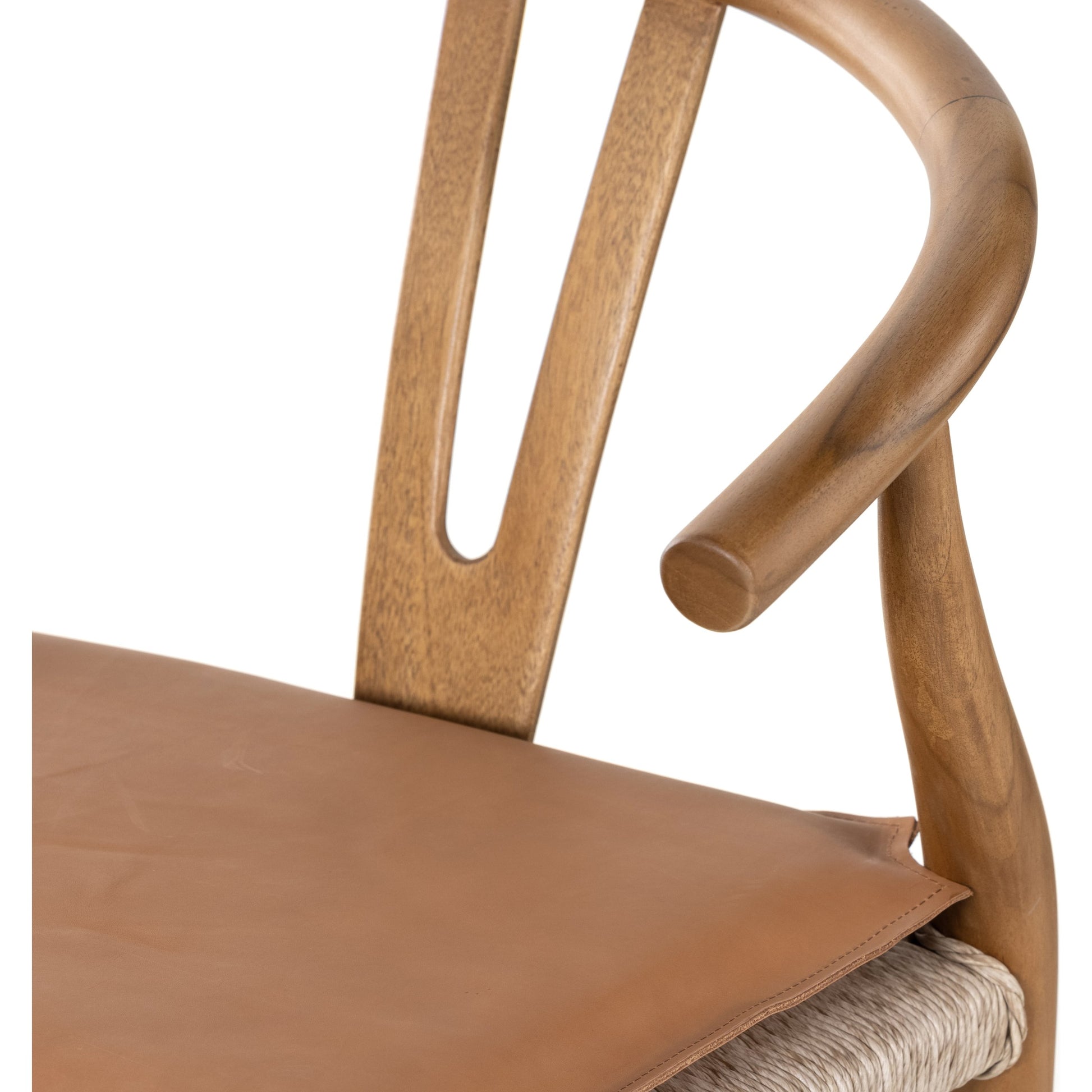 Muestra Bar Stool by Four Hands in vintage white, natural teak. Made from solid teak, 100% polyethylene in a coastal style.