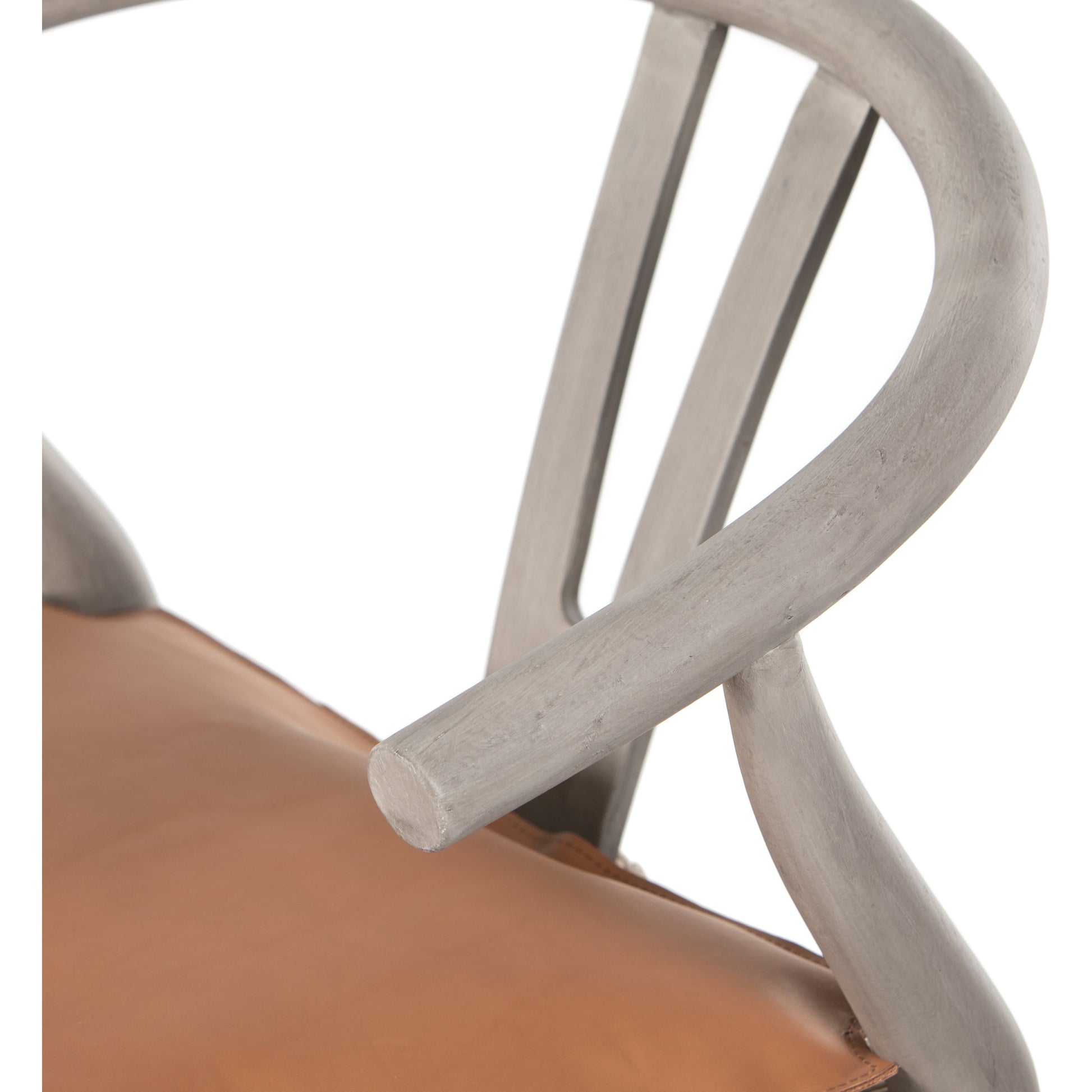 Muestra Bar Stool by Four Hands in vintage white, natural teak. Made from solid teak, 100% polyethylene in a coastal style.