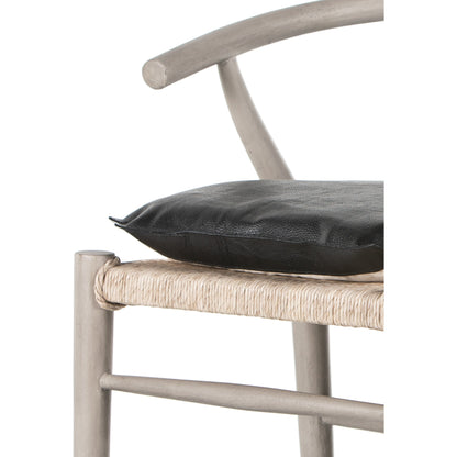 Muestra Bar Stool by Four Hands in vintage white, natural teak. Made from solid teak, 100% polyethylene in a coastal style.