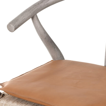 Muestra Counter Stool by Four Hands in vintage white, black teak. Made from solid teak, 100% polyethylene in a coastal style.