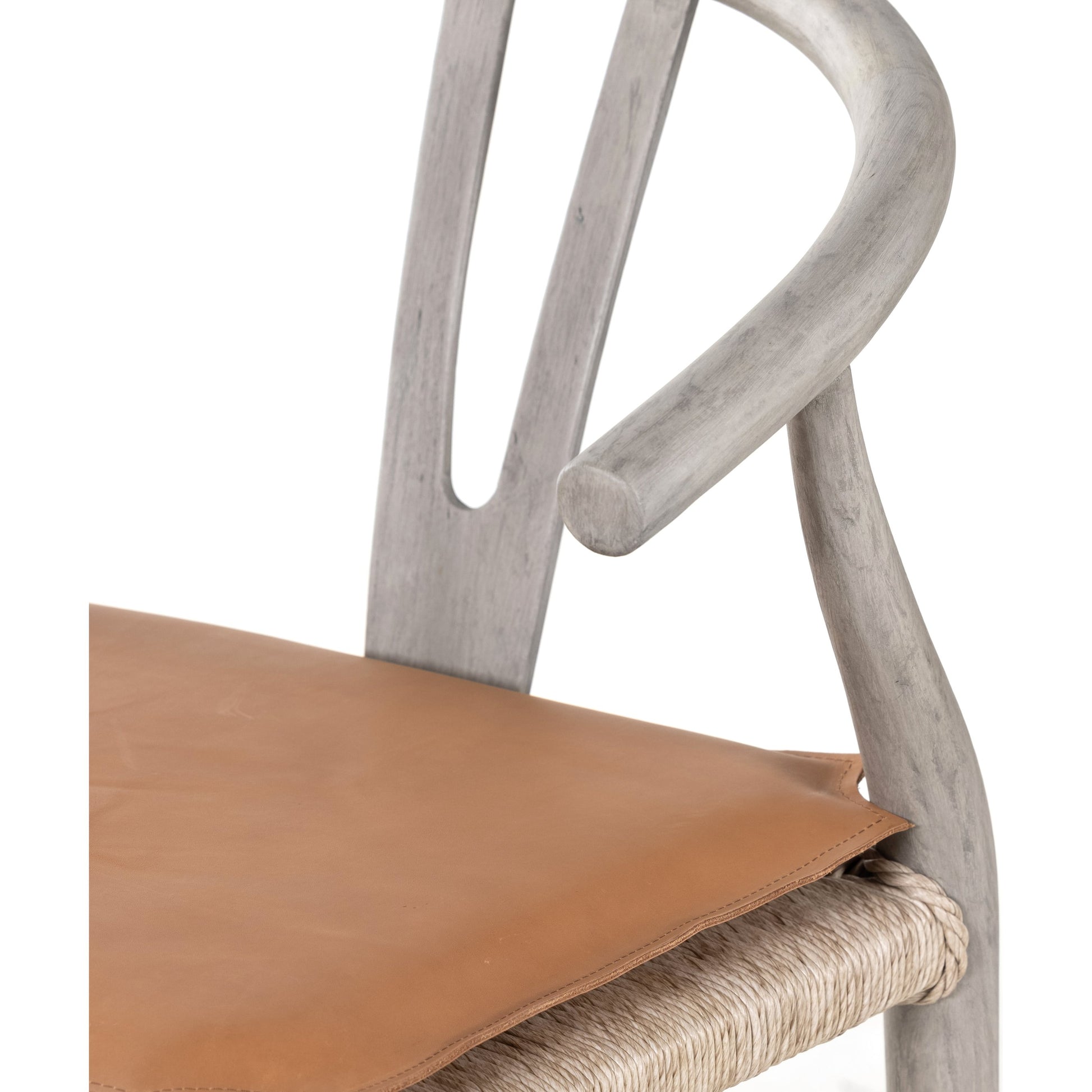 Muestra Counter Stool by Four Hands in vintage white, black teak. Made from solid teak, 100% polyethylene in a coastal style.
