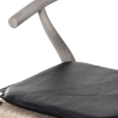 Muestra Counter Stool by Four Hands in vintage white, black teak. Made from solid teak, 100% polyethylene in a coastal style.