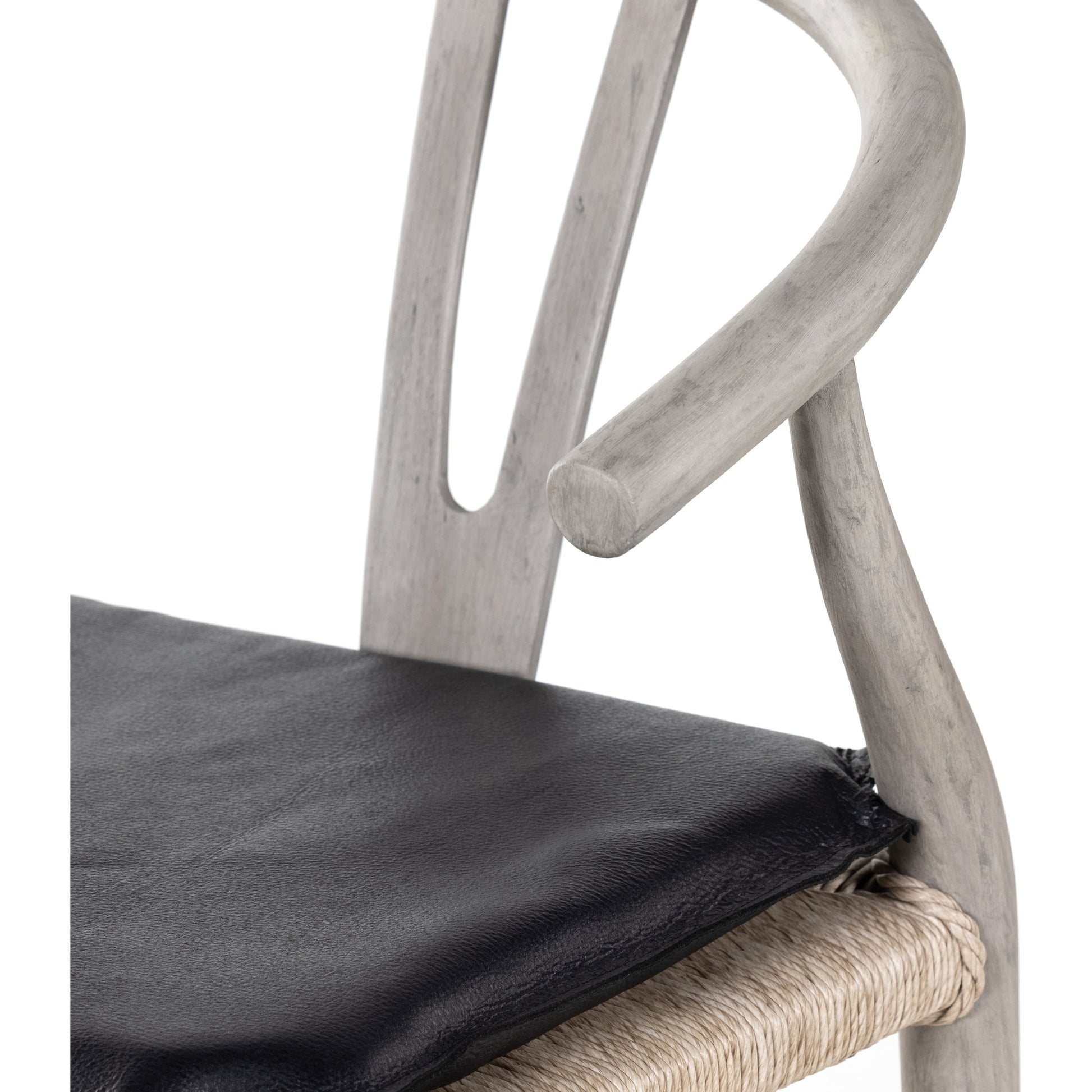 Muestra Counter Stool by Four Hands in vintage white, black teak. Made from solid teak, 100% polyethylene in a coastal style.