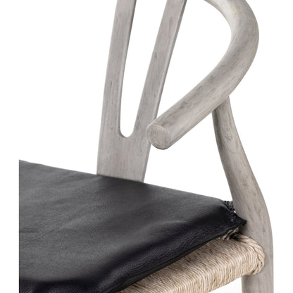Muestra Counter Stool by Four Hands in vintage white, black teak. Made from solid teak, 100% polyethylene in a coastal style.