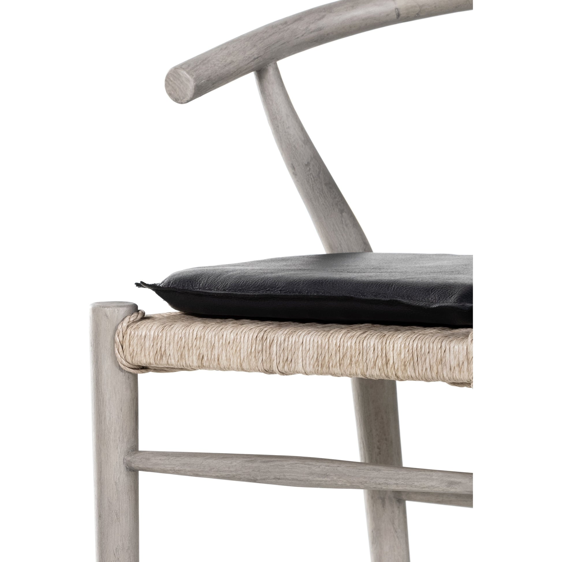 Muestra Counter Stool by Four Hands in vintage white, black teak. Made from solid teak, 100% polyethylene in a coastal style.