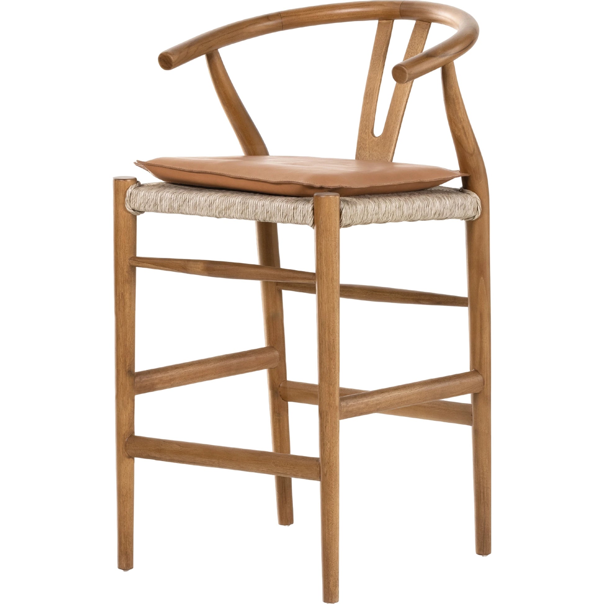 Muestra Counter Stool by Four Hands in vintage white, black teak. Made from solid teak, 100% polyethylene in a coastal style.