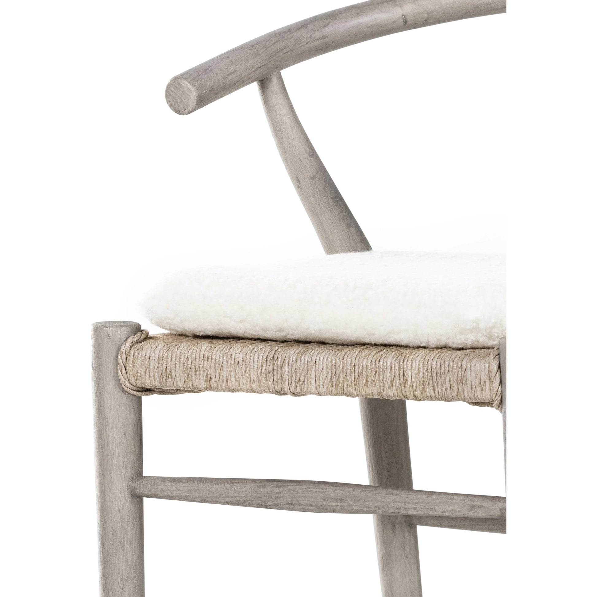 Muestra Counter Stool by Four Hands in vintage white, black teak. Made from solid teak, 100% polyethylene in a coastal style.