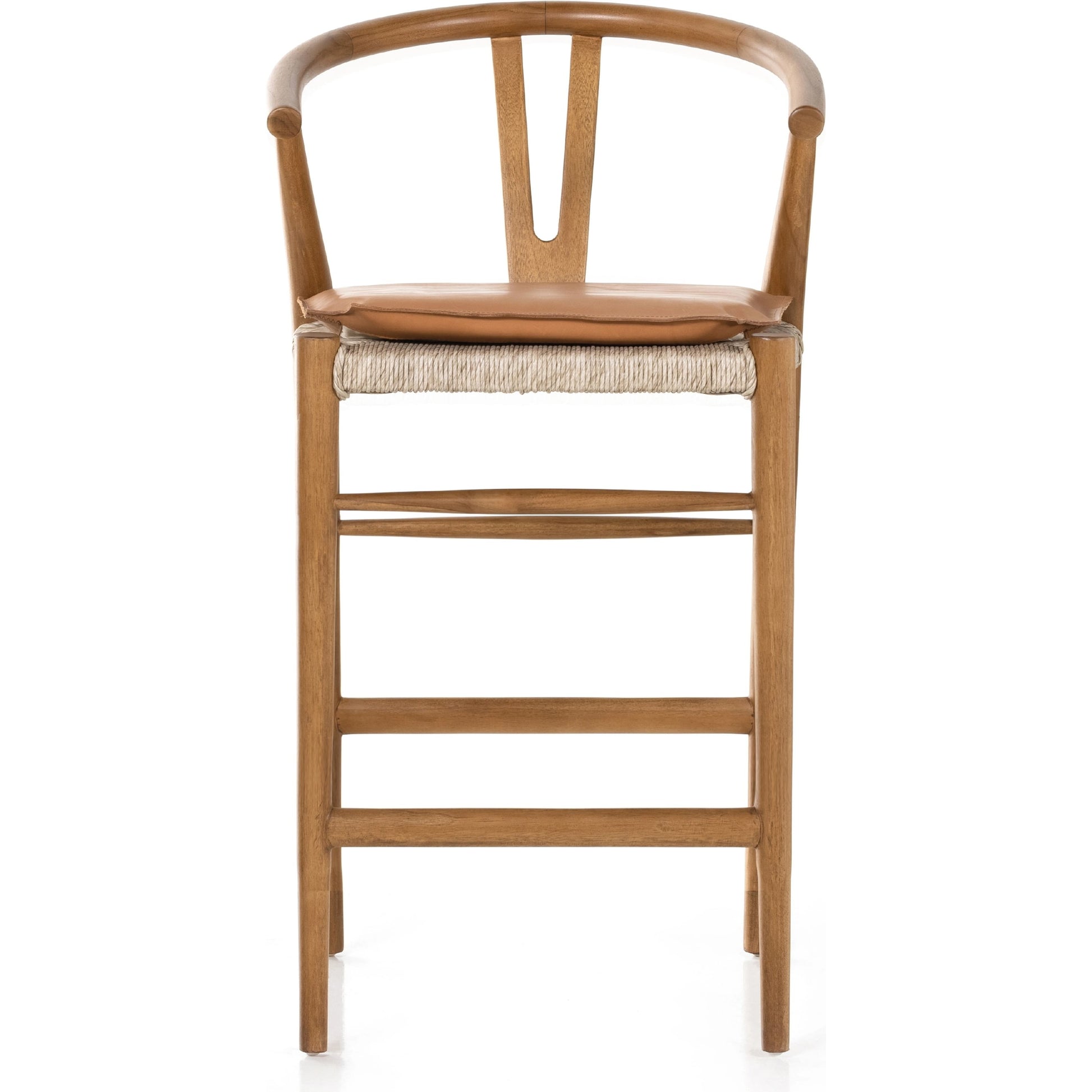 Muestra Counter Stool by Four Hands in vintage white, black teak. Made from solid teak, 100% polyethylene in a coastal style.