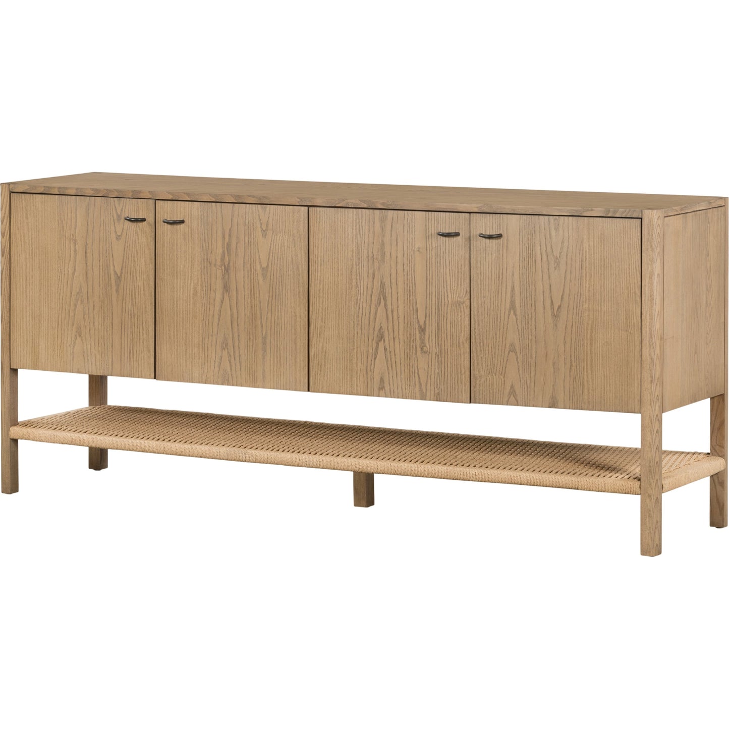 000 SI-1903006 | Primary Silo | Zuma Sideboard by Four Hands in dune ash veneer, natural paper cord. Made from solid ash, rush in a transitional style.