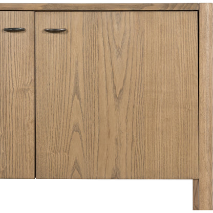 Zuma Sideboard by Four Hands in dune ash, gunmetal, natural paper cord and dune ash. Made from solid ash, rush in a transitional style.