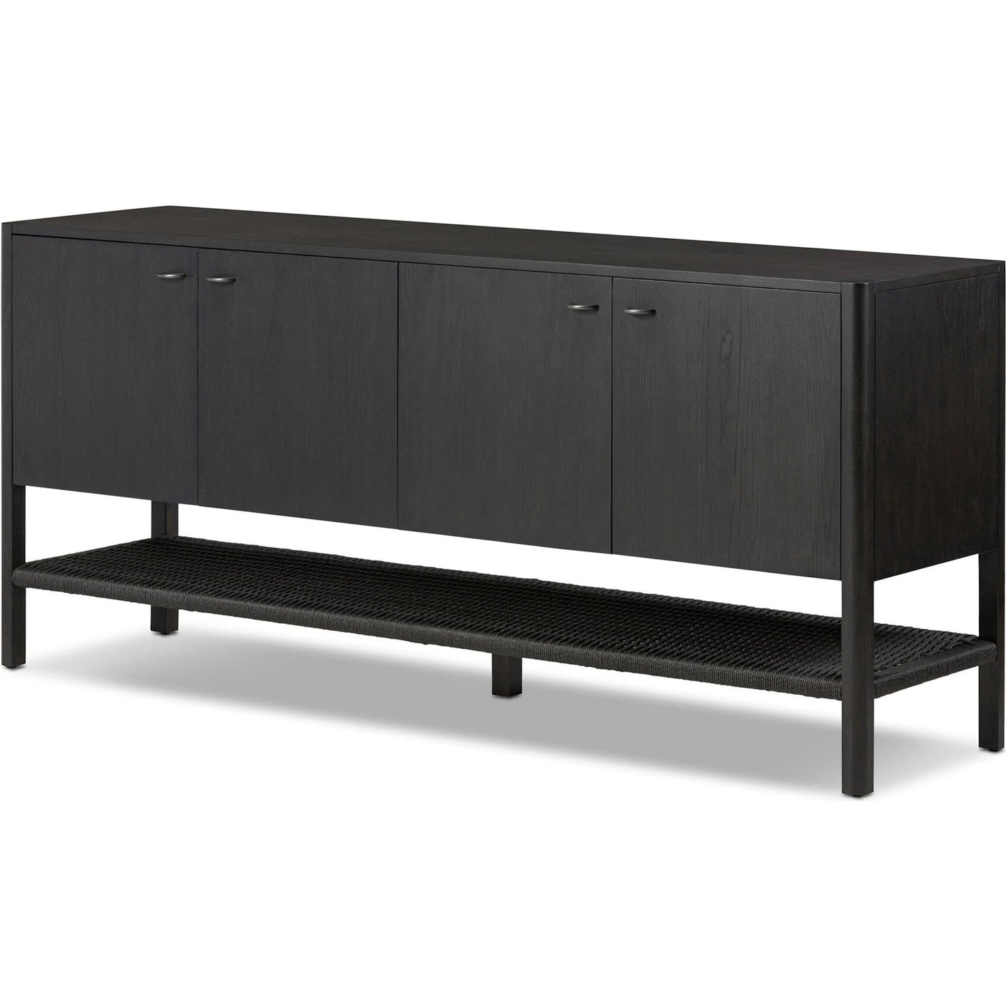 001 SI-2519342 | Primary Silo | Zuma Sideboard by Four Hands in smoked black ash veneer, black paper cord. Made from ash veneer, rush, solid ash in a transitional style.