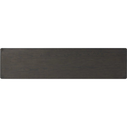 Zuma Sideboard by Four Hands in smoked black ash veneer, black paper cord. Made from ash veneer, rush, solid ash in a transitional style.