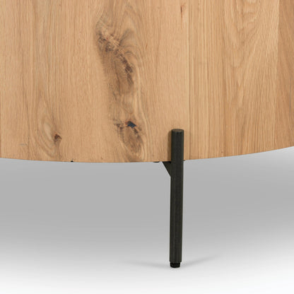 Eaton Drum Coffee Table by Four Hands. Made from thick oak veneer, iron in a modern style.