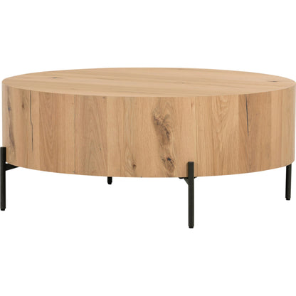 Eaton Drum Coffee Table by Four Hands. Made from thick oak veneer, iron in a modern style.