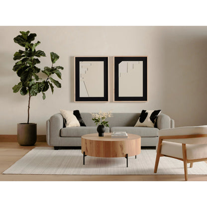 Eaton Drum Coffee Table by Four Hands. Made from thick oak veneer, iron in a modern style.