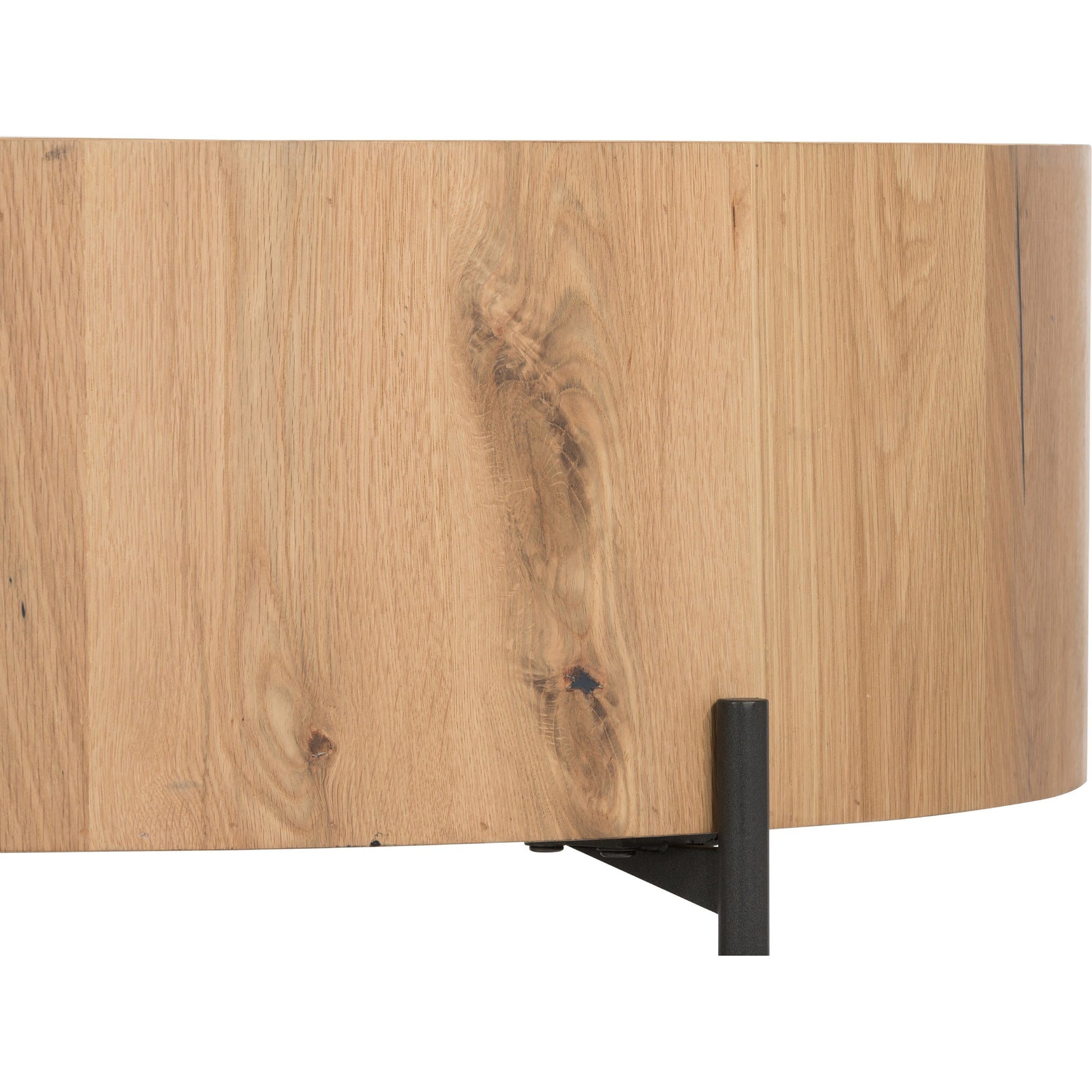 Eaton Drum Coffee Table by Four Hands. Made from thick oak veneer, iron in a modern style.