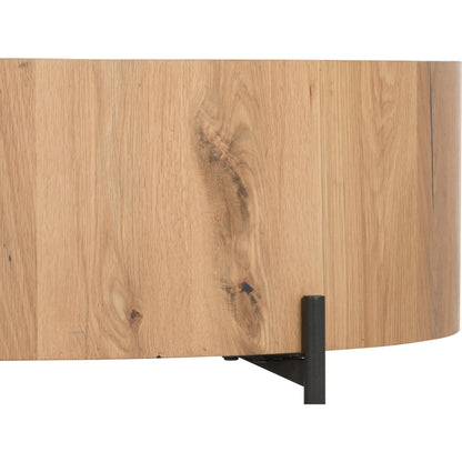 Eaton Drum Coffee Table by Four Hands. Made from thick oak veneer, iron in a modern style.