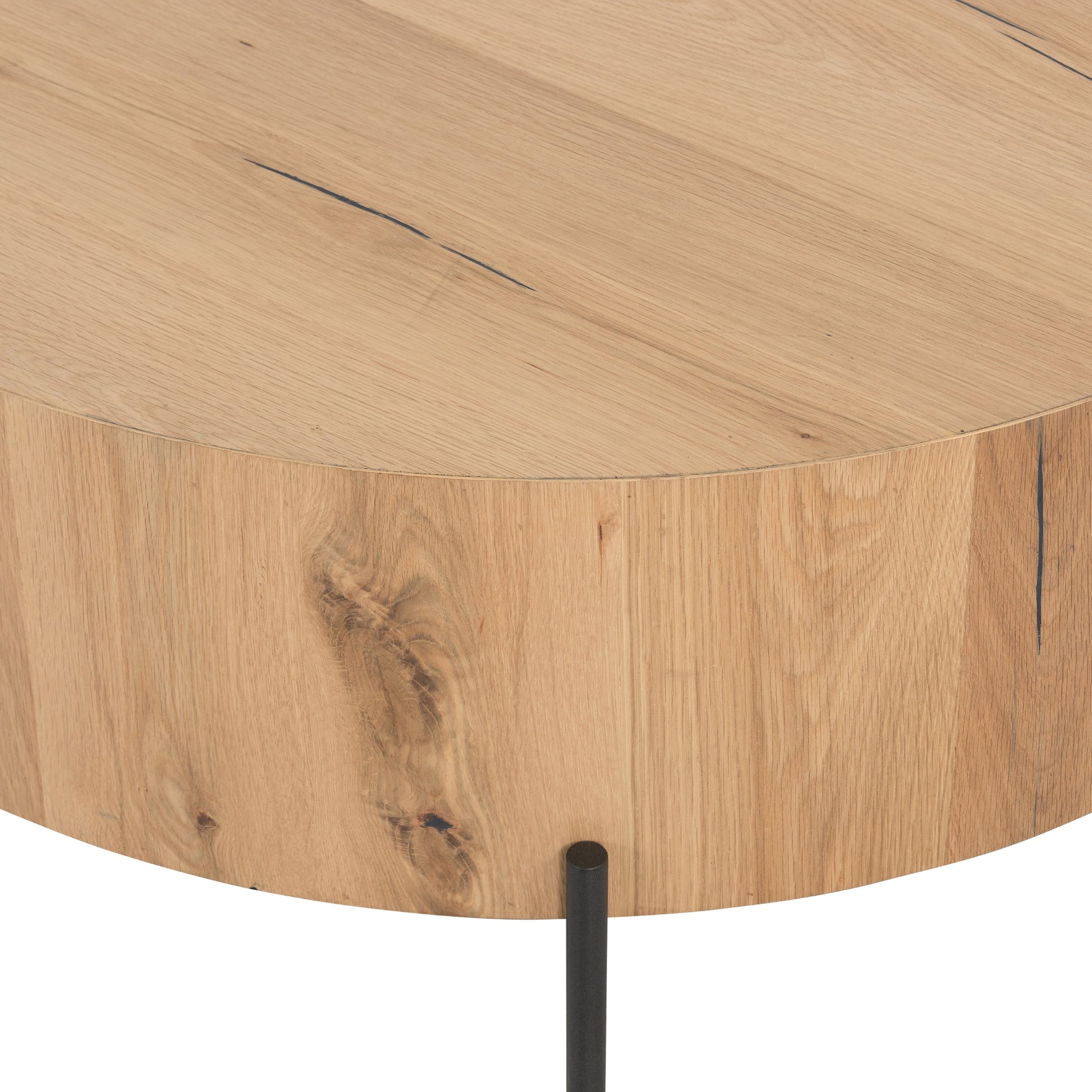Eaton Drum Coffee Table by Four Hands. Made from thick oak veneer, iron in a modern style.