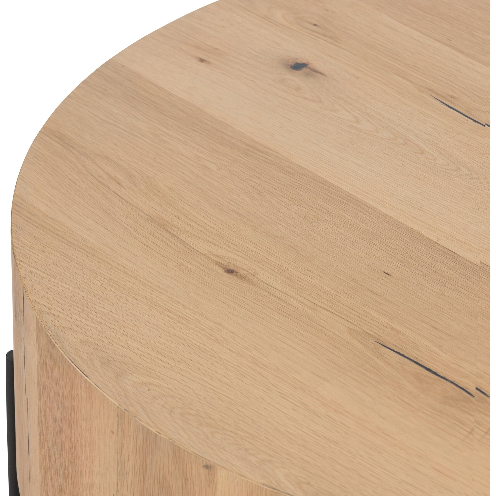Eaton Drum Coffee Table by Four Hands. Made from thick oak veneer, iron in a modern style.