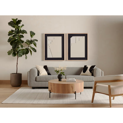 Eaton Drum Coffee Table by Four Hands. Made from thick oak veneer, iron in a modern style.