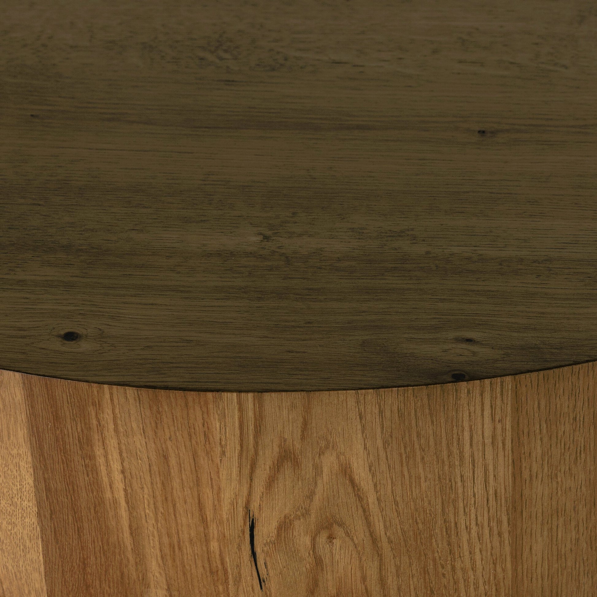 Eaton Drum Coffee Table by Four Hands. Made from thick oak veneer, iron in a modern style.