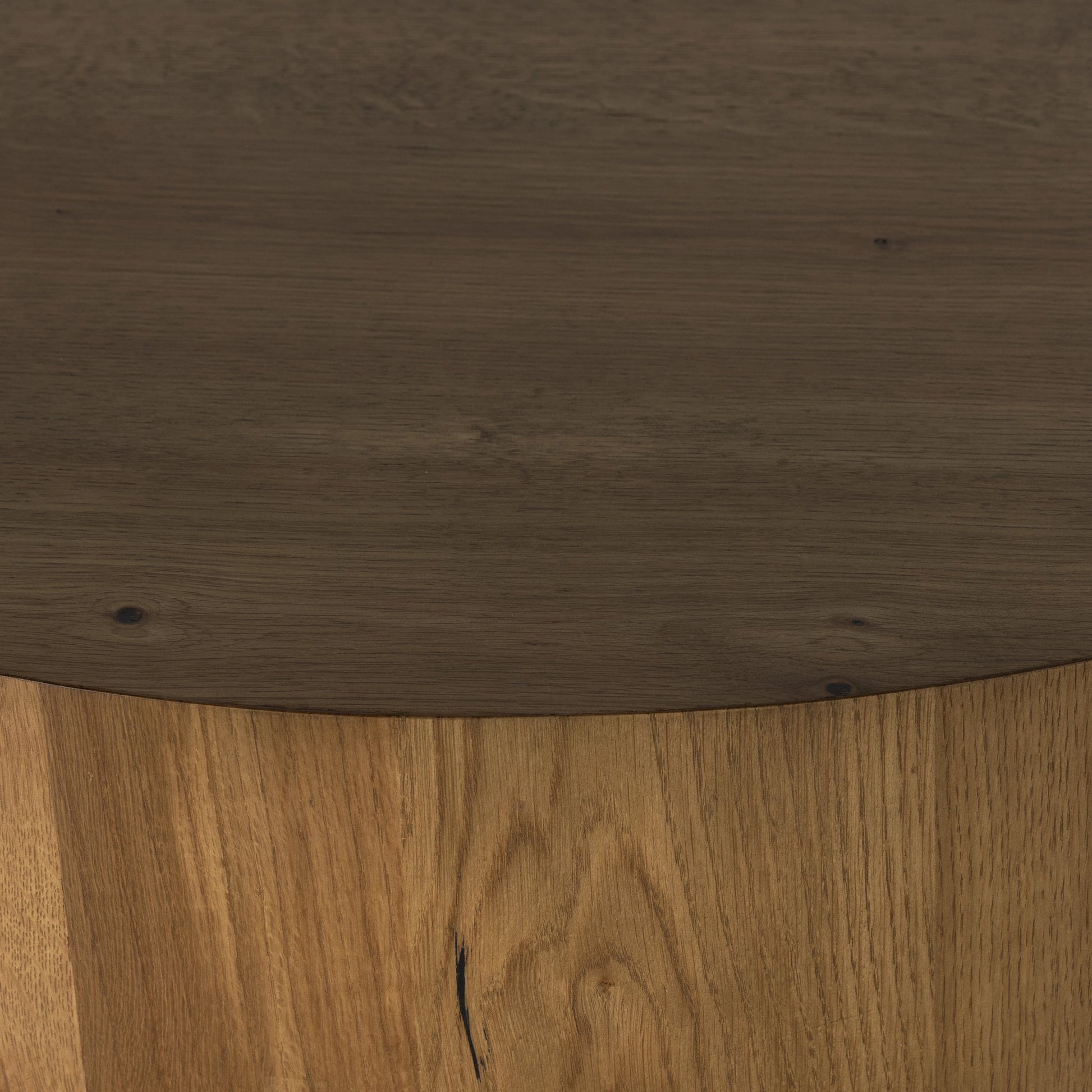 Eaton Drum Coffee Table by Four Hands. Made from thick oak veneer, iron in a modern style.
