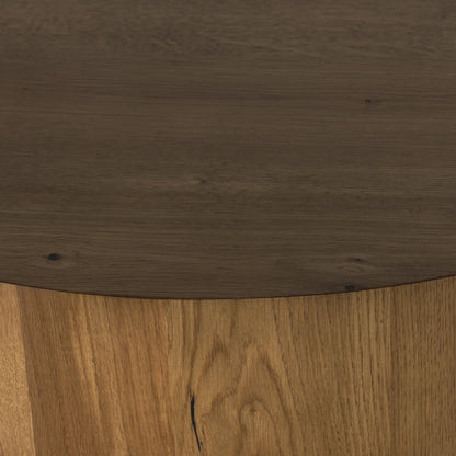 Eaton Drum Coffee Table by Four Hands. Made from thick oak veneer, iron in a modern style.
