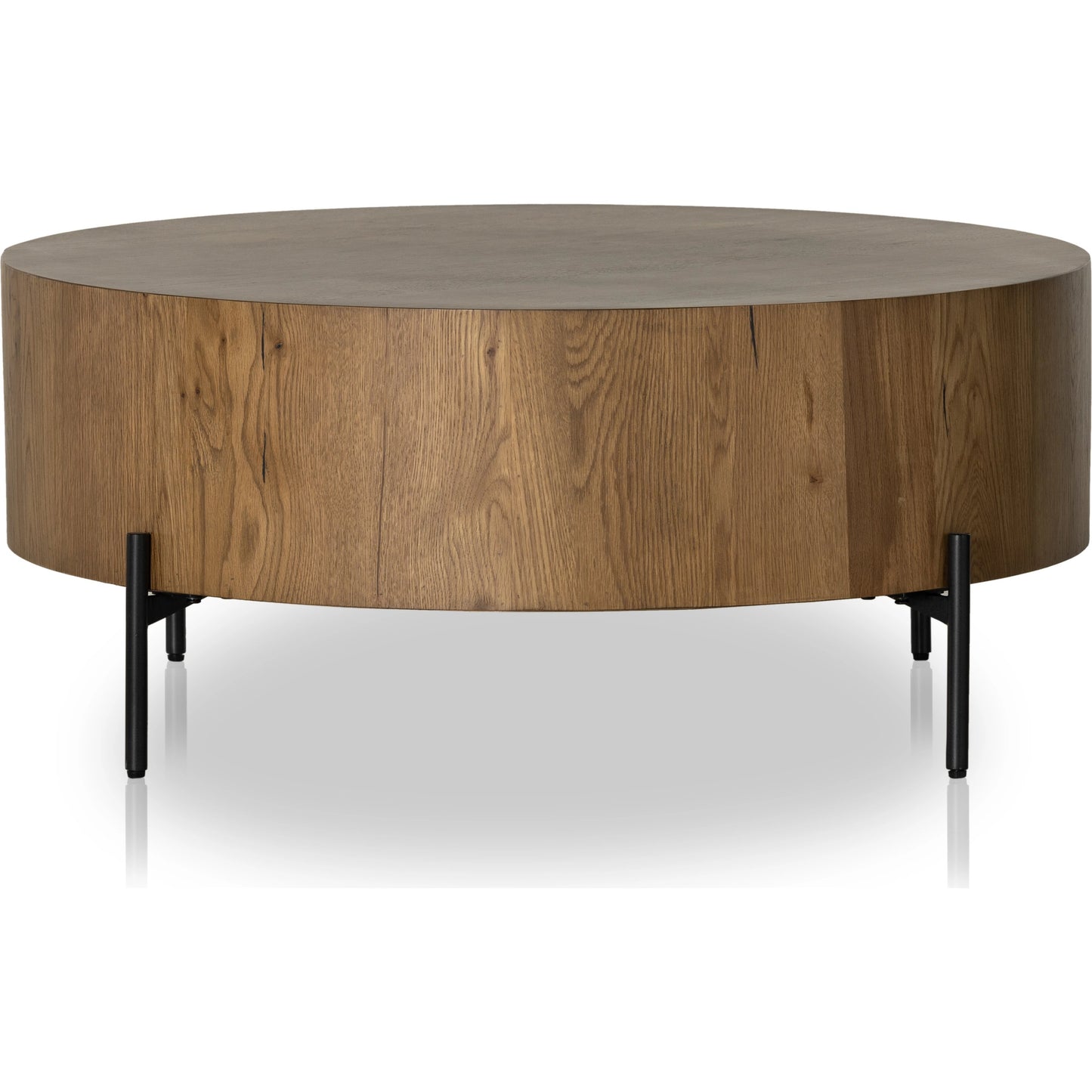 012 SI-1977268 | Additional Silo | Eaton Drum Coffee Table by Four Hands. Made from thick oak veneer, iron in a modern style.