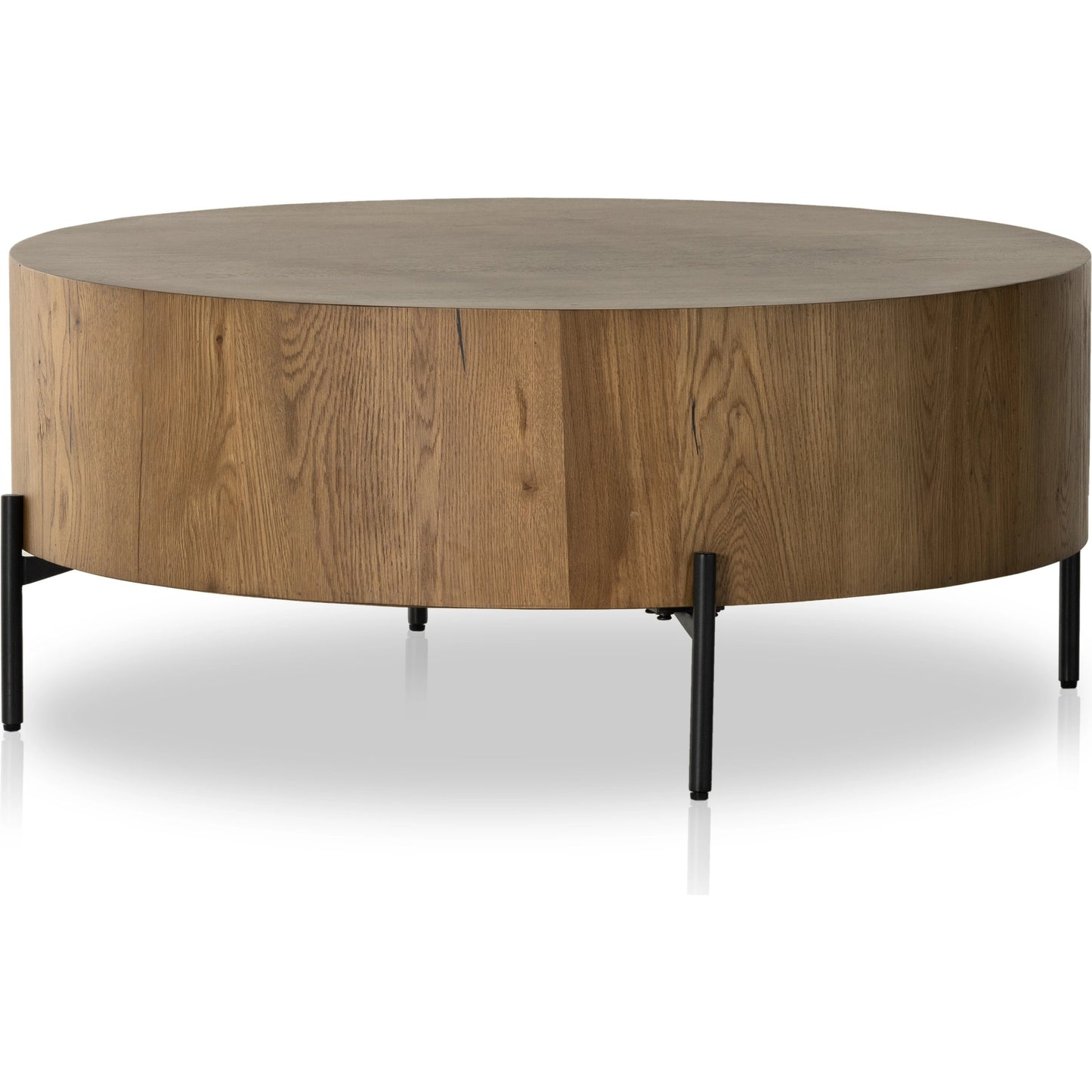 010 SI-1977268 | Additional Silo | Eaton Drum Coffee Table by Four Hands. Made from thick oak veneer, iron in a modern style.