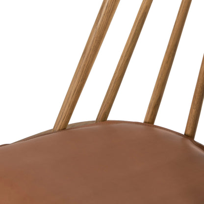 Lewis Windsor Chair with Cushion by Four Hands. Made from top grain leather, solid oak in a modern style.