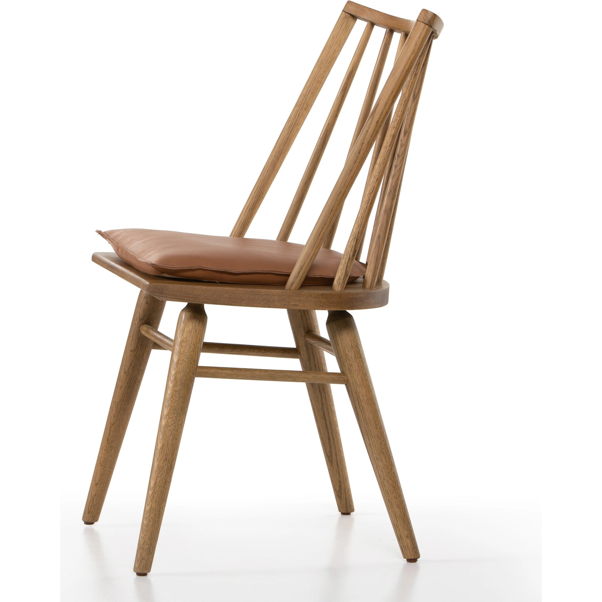 Lewis Windsor Chair with Cushion by Four Hands. Made from top grain leather, solid oak in a modern style.